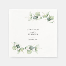 Serviette En Papier Eucalyptus Feuille Greenery Réception de mariage