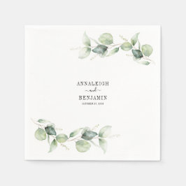 Serviette En Papier Eucalyptus Feuille Vert Mariage Papier