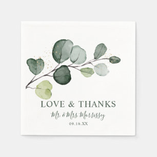 Serviette En Papier Eucalyptus Gold Splatter Amour et Merci