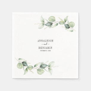 Serviette En Papier Eucalyptus Greenery Cocktail Mariage