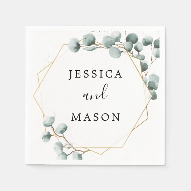 Serviette En Papier Eucalyptus Greenery Cocktail Mariage Napkin (Devant)