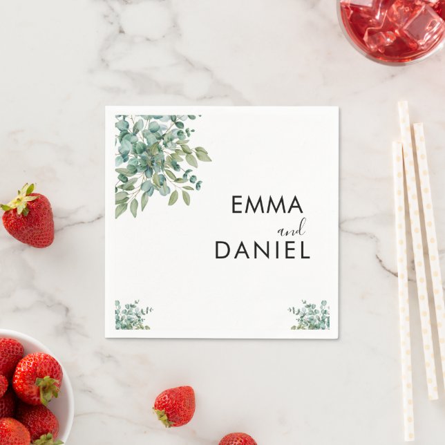 Serviette En Papier eucalyptus greenery wedding (En situation)