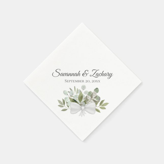 Serviette En Papier Eucalyptus rustique & Verdure Mariage élégant (Coin)