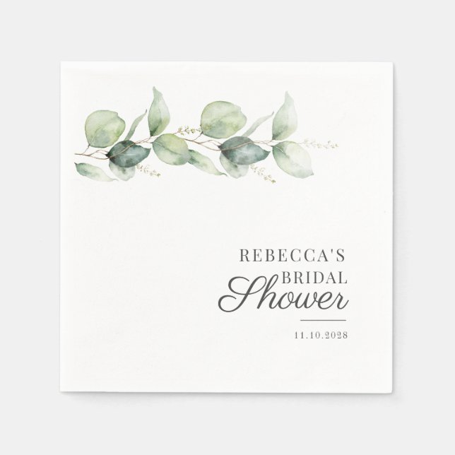 Serviette En Papier Eucalyptus Succulent Fête de Mariage Botanique (Devant)