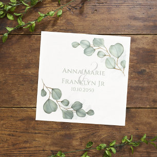 Serviette En Papier Eucalyptus Verdure Mariages Élégant Foliage