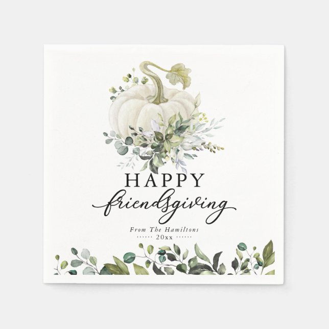 Serviette En Papier Eucalyptus vert Citrouille blanc (Devant)