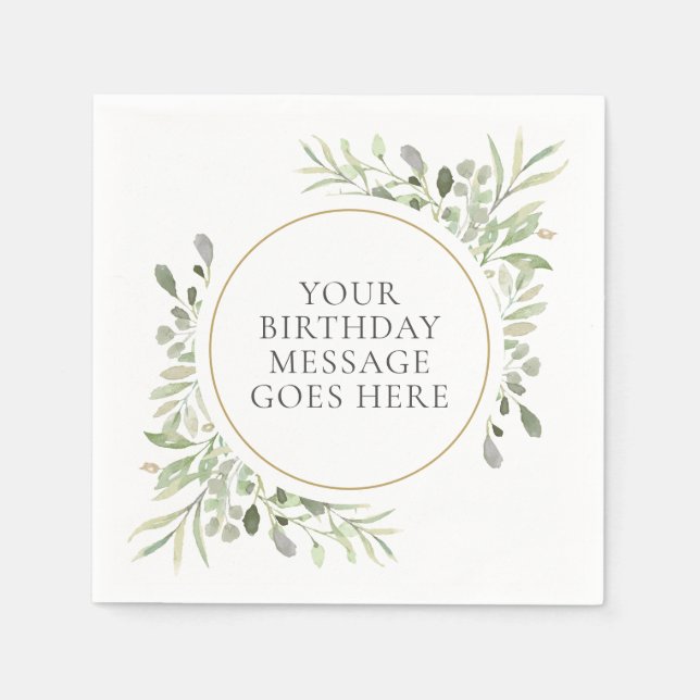 Serviette En Papier Eucalyptus vert doux Foliage Feuille Anniversaire (Devant)