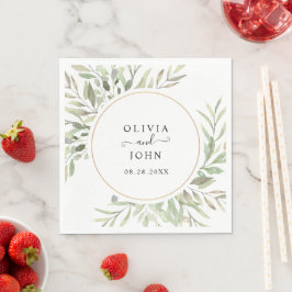 Serviette En Papier Eucalyptus Vert Mariage simple