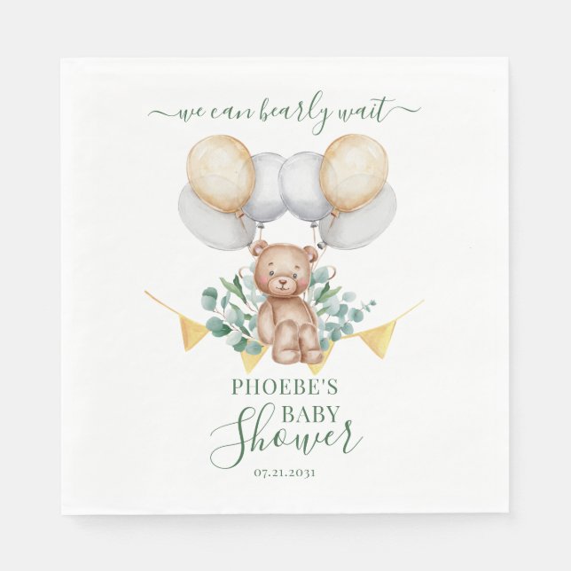 Serviette En Papier Eucalyptus Vert papier Baby shower d'attente rapid (Devant)