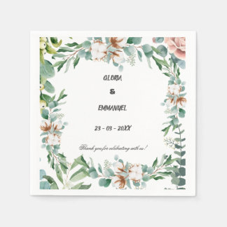 Serviette En Papier Eucalyptus vertes quittent le Mariage floral