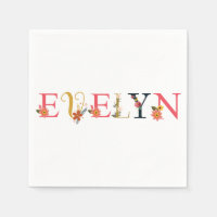 EVELYN Nom Art Avec Fleurs Brodées