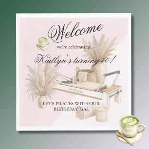 Serviette En Papier Événement d'anniversaire Pilates & Matcha (tout âg