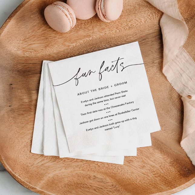Serviette En Papier EVERLEIGH Fun Facts About Bride & Groom (set 50) (Créateur téléchargé)