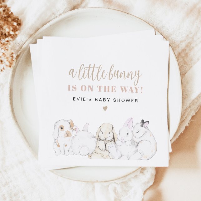 Serviette En Papier EVIE Cute Pastel Aquarelle Bunny Baby shower (Créateur téléchargé)