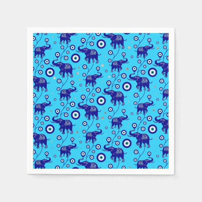 Serviette En Papier Evil Eye Elephant Bonne chance amulet motif (Devant)