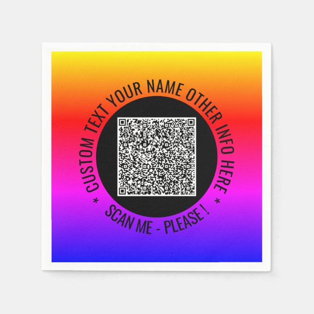 Serviette En Papier Exemple de Naples de texte personnalisé de code QR (Devant)