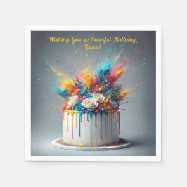 Serviette En Papier Explosion de joie - Joyeux gâteau d'anniversaire
