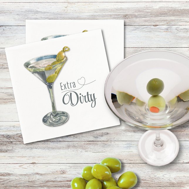 Serviette En Papier Extra Dirty Martini Cocktail Napkin (Créateur téléchargé)