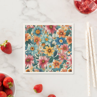 Serviette En Papier Extraordinaire été joli Fleurs colorées