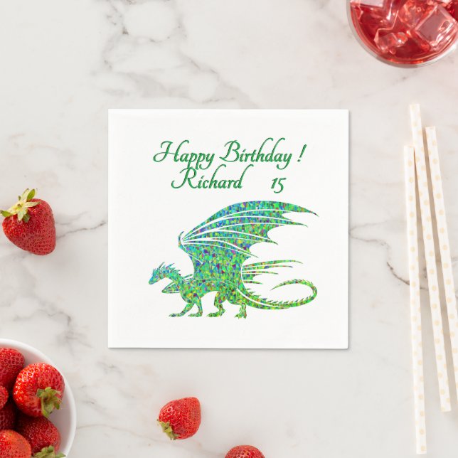 Serviette En Papier Extraordinaire Mosaic Green Dragon Personnel (En situation)