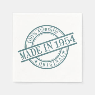 Serviette En Papier Fabriqué en 1954 Anniversaire en caoutchouc logo 