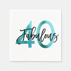 Serviette En Papier Fabuleux 40e Moderne Elégant Turquoise Vert Anni