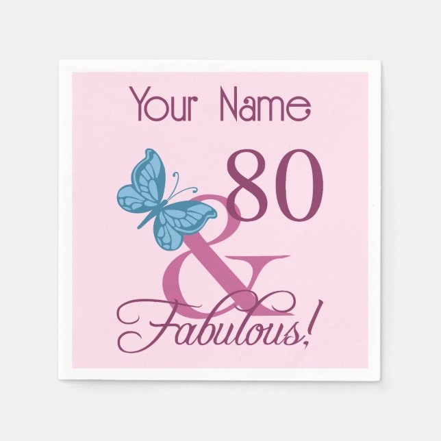 Serviette En Papier Fabuleux 80e anniversaire (Devant)