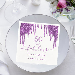 Serviette En Papier Fabuleux anniversaire violet parties scintillant g