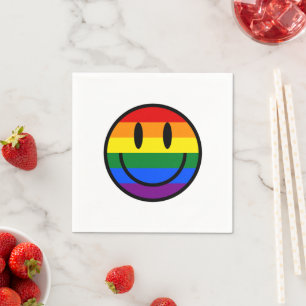 Serviette En Papier Face souriante arc-en-ciel