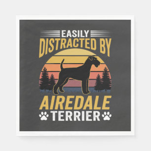 Serviette En Papier Facilement distrait par Airedale Terrier Retro Dog