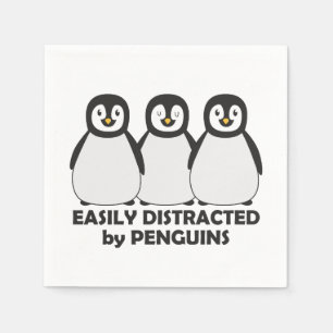 Serviette En Papier Facilement distrait par des pingouins