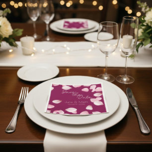 Serviette En Papier Faire-part de mariage aux pétales roses romantique