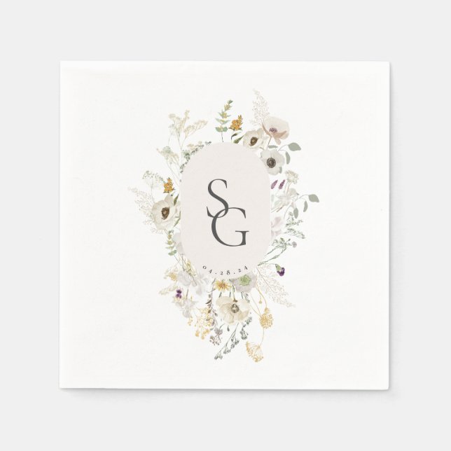 Serviette En Papier Faire-part de mariage botanique (Devant)