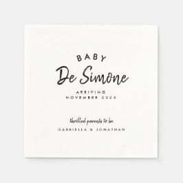 Serviette En Papier Faire-part moderne de grossesse noire blanche