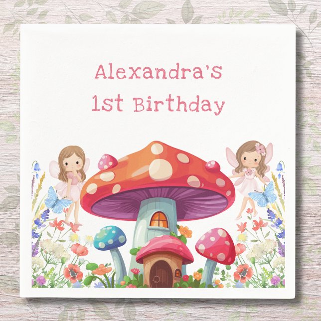 Serviette En Papier Fairy First Floral Girl's 1st Birthday Party (Créateur téléchargé)