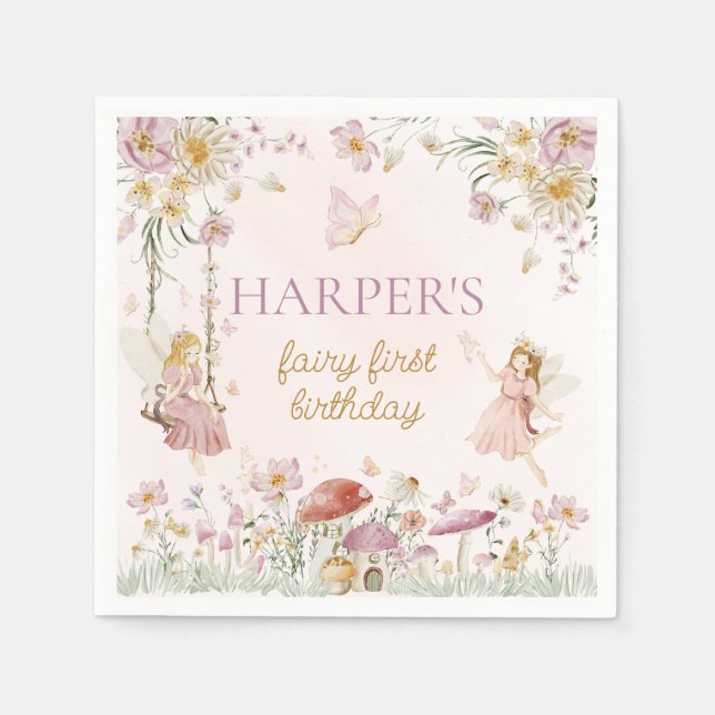 Serviette En Papier Fairy Garden Anniversaire (Devant)