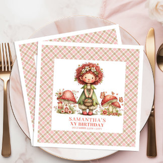 Serviette En Papier Fairy Magic Garden Pink Flowers Birthday Party 