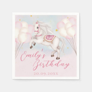 Serviette En Papier Fairytale bébé Pony rose ballons étoile Anniversai