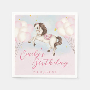 Serviette En Papier Fairytale bébé Pony rose ballons étoile Anniversai