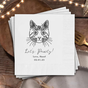 Serviette En Papier Faisons la Fête Mariage Cocktail Dessiné Chat Pers