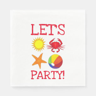 Serviette En Papier Faisons la fête ! Plage Crabe Starfish Beach Sun