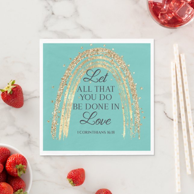 Serviette En Papier Fait Dans L'Amour Gold Rainbow (En situation)