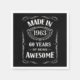 Serviette En Papier Fait en 1963 60 ans d'être génial anniversaire 202