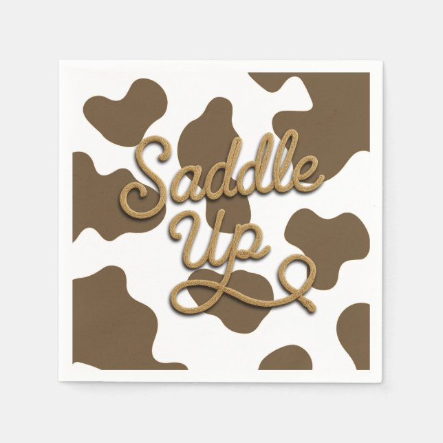 Serviette En Papier Faites Cabrer Vache Brune Country Western Rodeo Pa (Devant)
