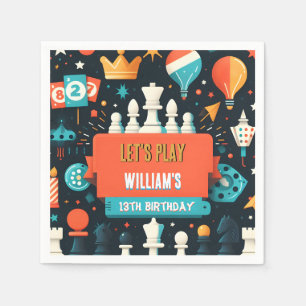 Serviette En Papier Faites des échecs King et Queen Game Night 13e ann