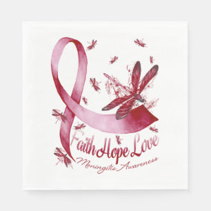 Serviette En Papier Faith Hope Love Meningitis Sensibilisation Dragonf