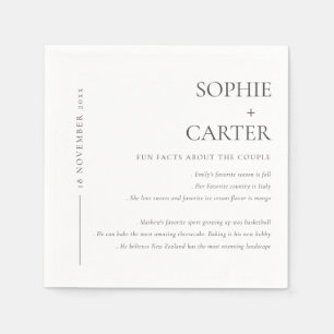 SERVIETTE EN PAPIER FAITS AMUSANTS MINIMAUX DE TYPOGRAPHIE NOIRE ET BL