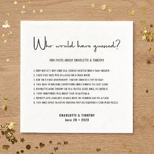 Serviette En Papier Faits amusants Moderne minimaliste Mariage de scri