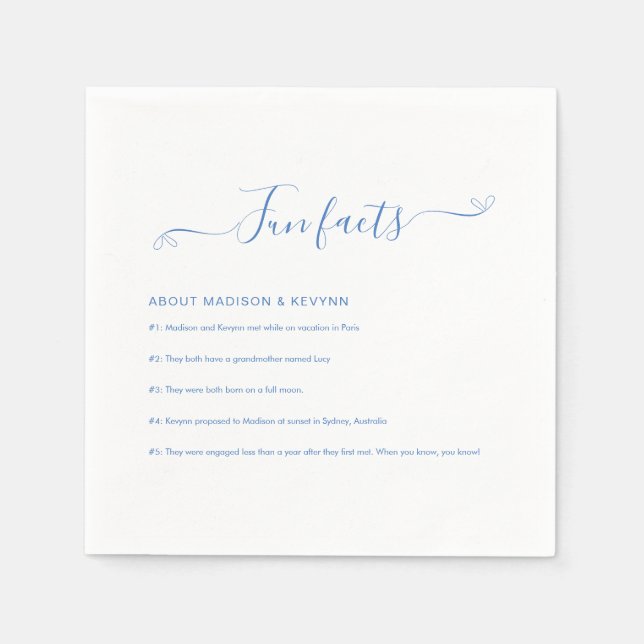 Serviette En Papier Faits amusants | Naples Mariage bleu (Devant)