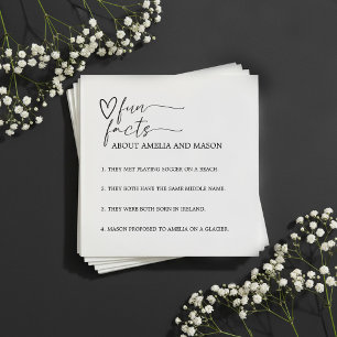 Serviette En Papier Faits amusants sur le mariage avec un cœur dessiné
